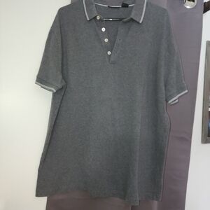 Claiborne Men's Heather Gray Polo with Contrast Piping